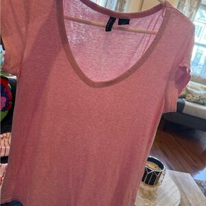 Cynthia Rowley Pink V-Neck Short Sleeve Tee